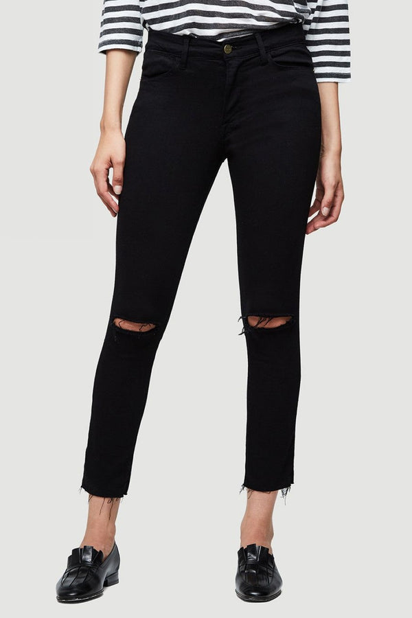 Pantalon Le High Skinny Crop Raw Edge - Noir Slit