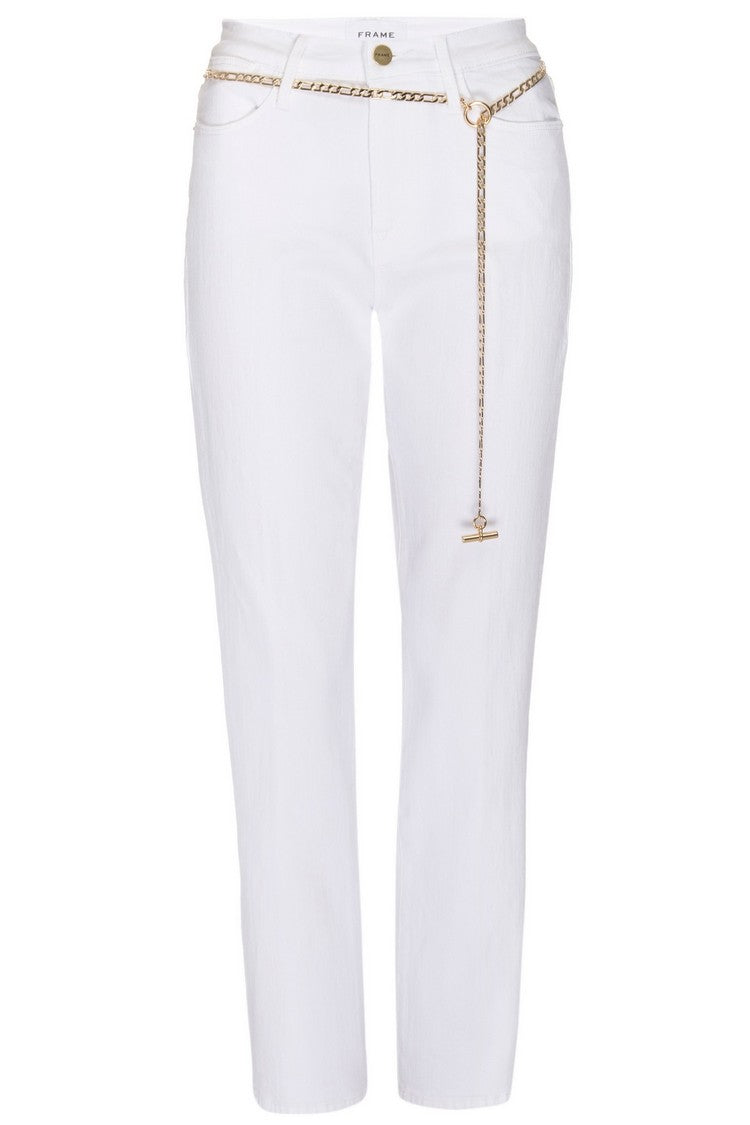 Pantalon Le High Straight Chain Belt - Blanc