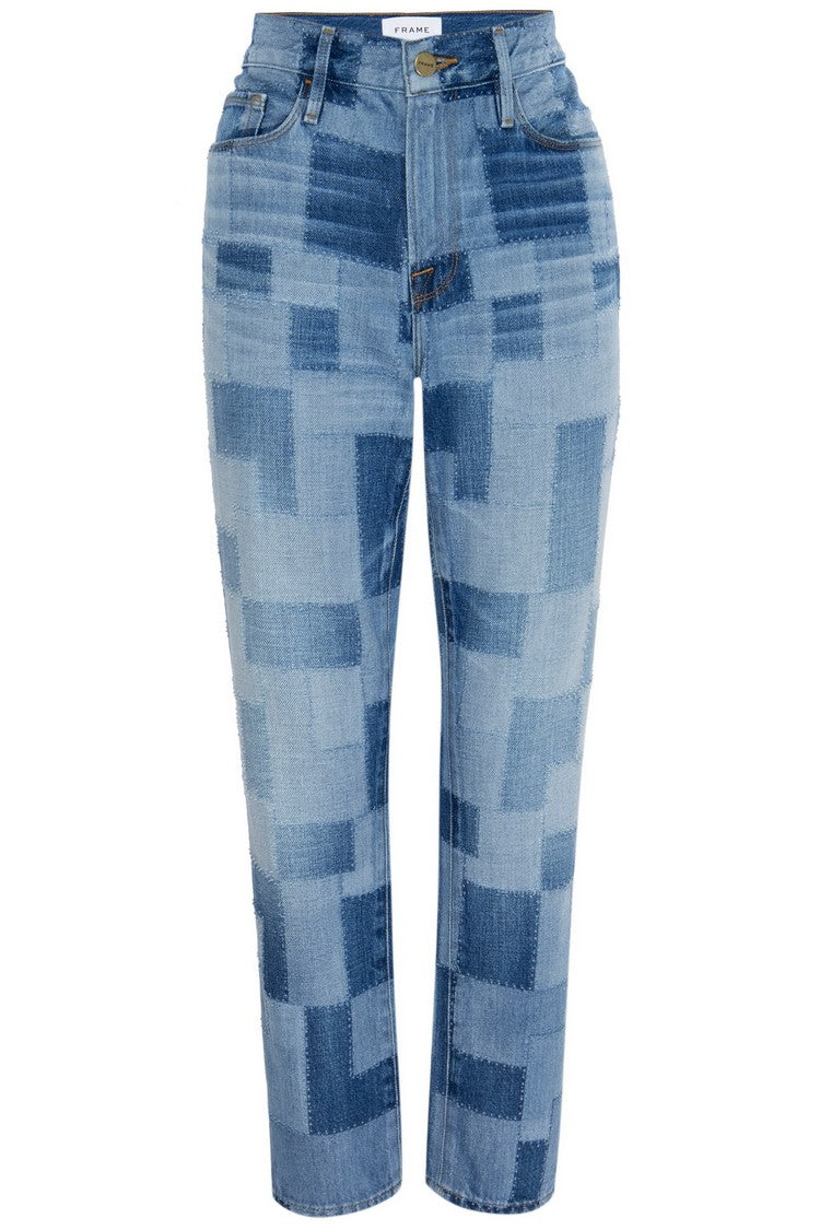 Pantalon Le High Straight Laser Patchwork - Indigo Multi
