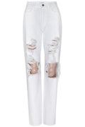 Pantalon Le Hollywood Jean - Rumpled Blanc Rips
