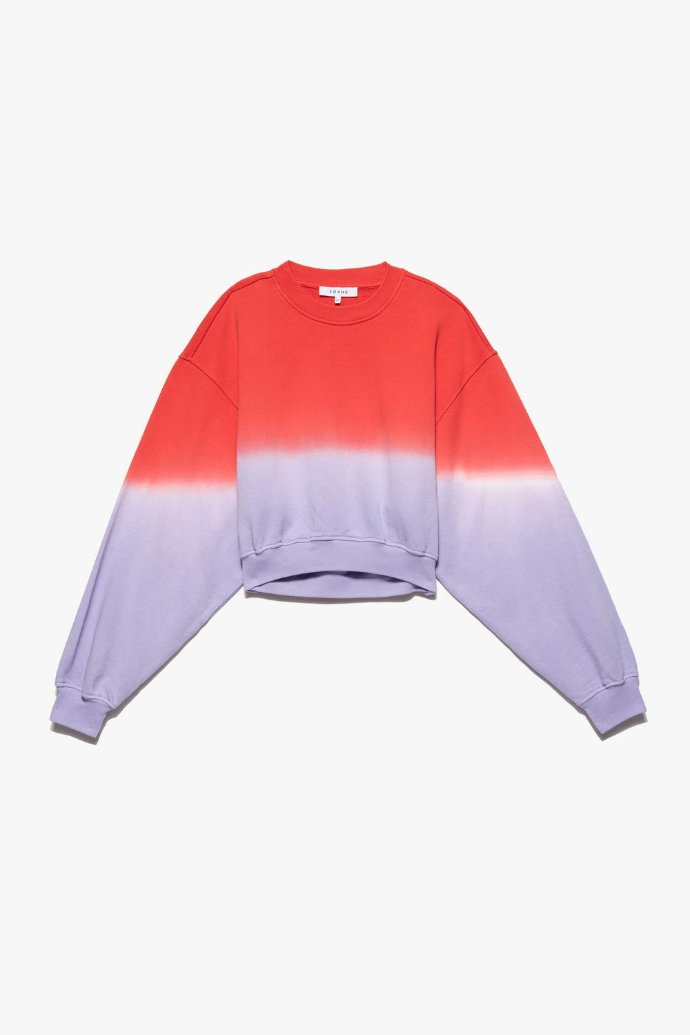 Sweat Cropped Crew Dip Dye - Red Orange Multi