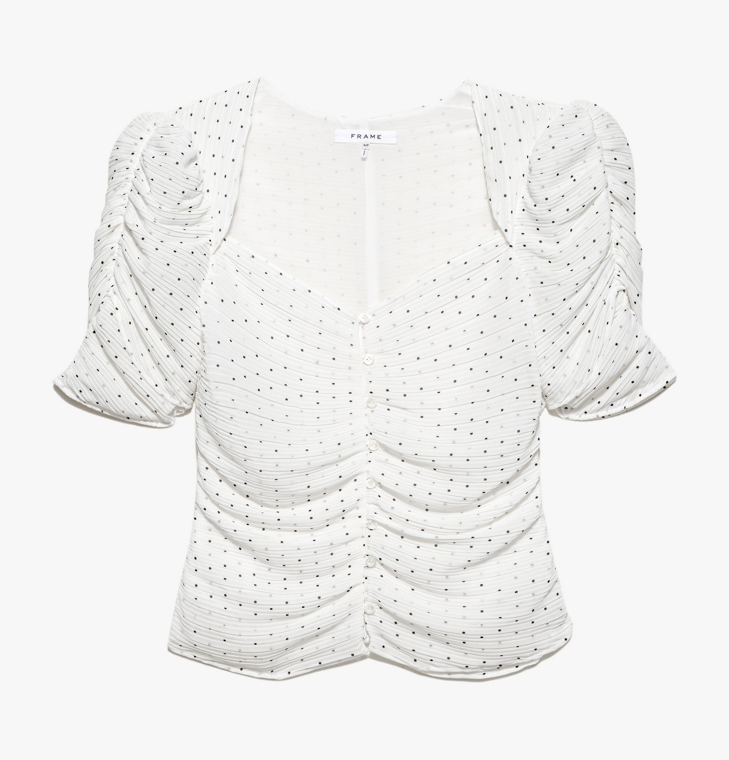 Top Gathered Button Front - Off White Multi