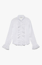 Top Ruffle Front Button Down - Blanc