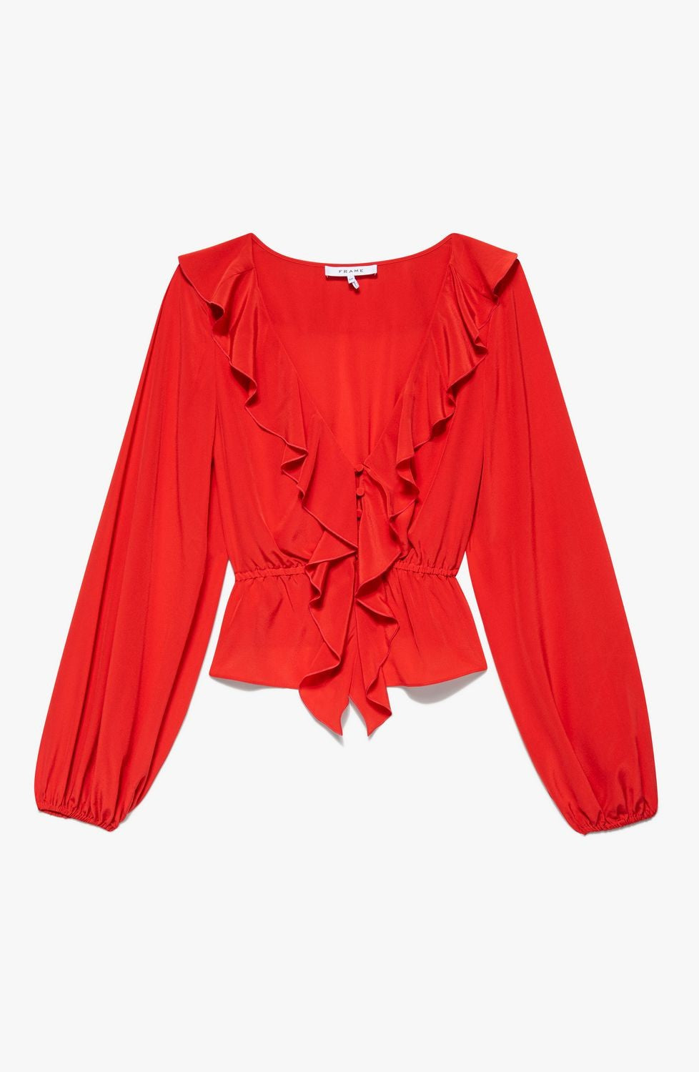Top Ruffle Front Ls - Cherry