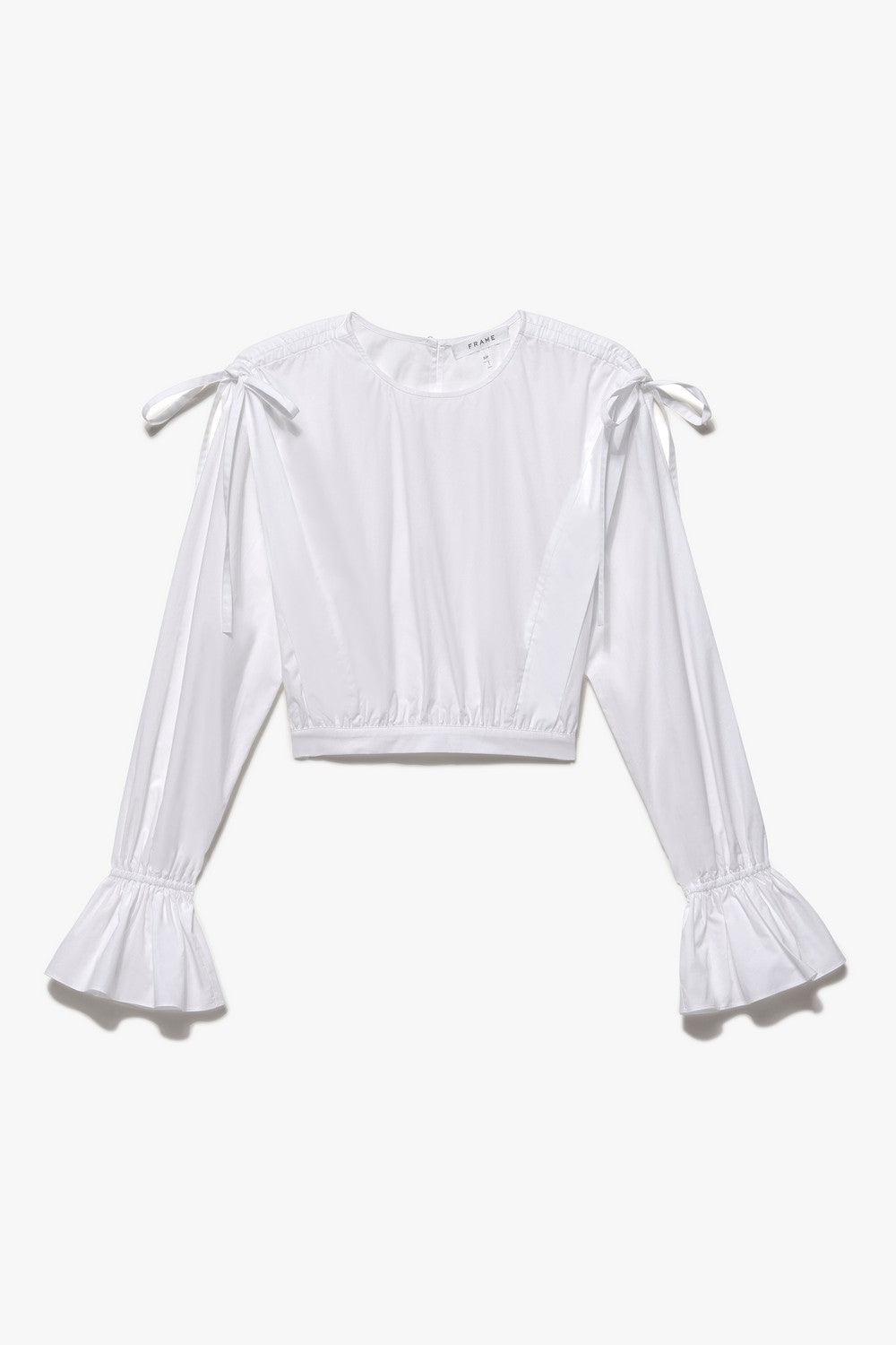 Blouse Cinched Shoulder Tie - Blanc