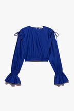 Blouse Cinched Shoulder Tie - Bright Cobalt