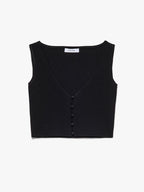 Top Button Down Tank - Noir