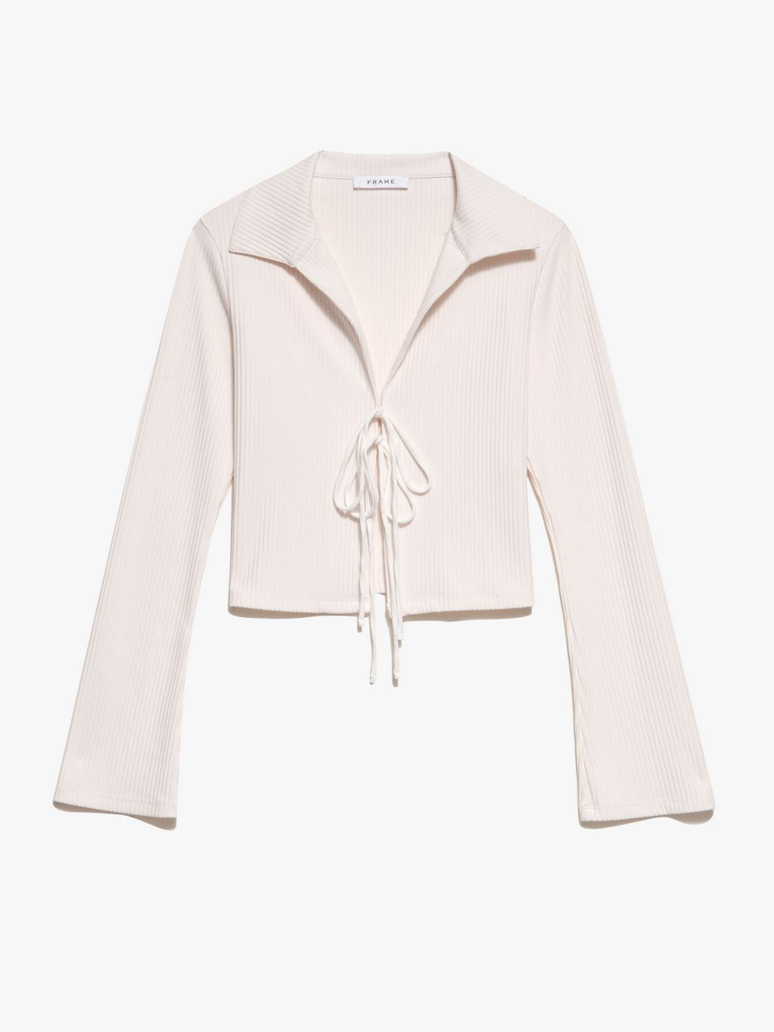 Top Bell Sleeve Rib Polo - Bone