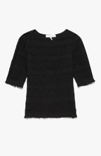 Top Smocked Ss Knit - Noir