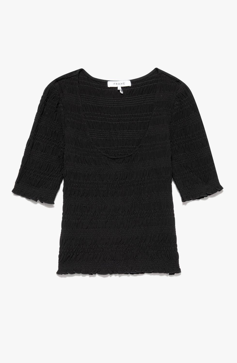 Top Smocked Ss Knit - Noir