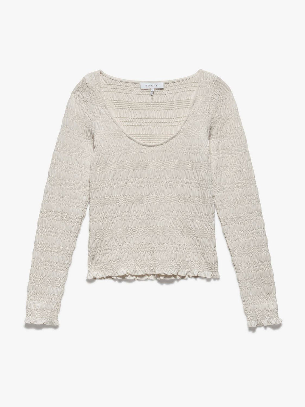 Top Smocked Ls Knit - Bone