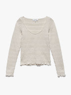 Top Smocked Ls Knit - Bone