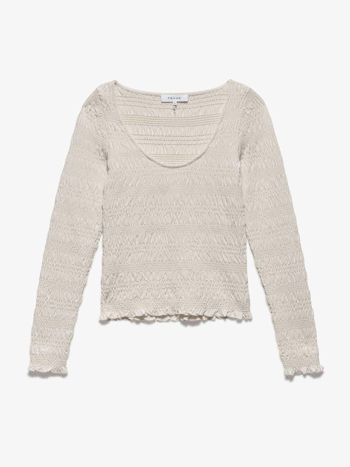 Top Smocked Ls Knit - Bone