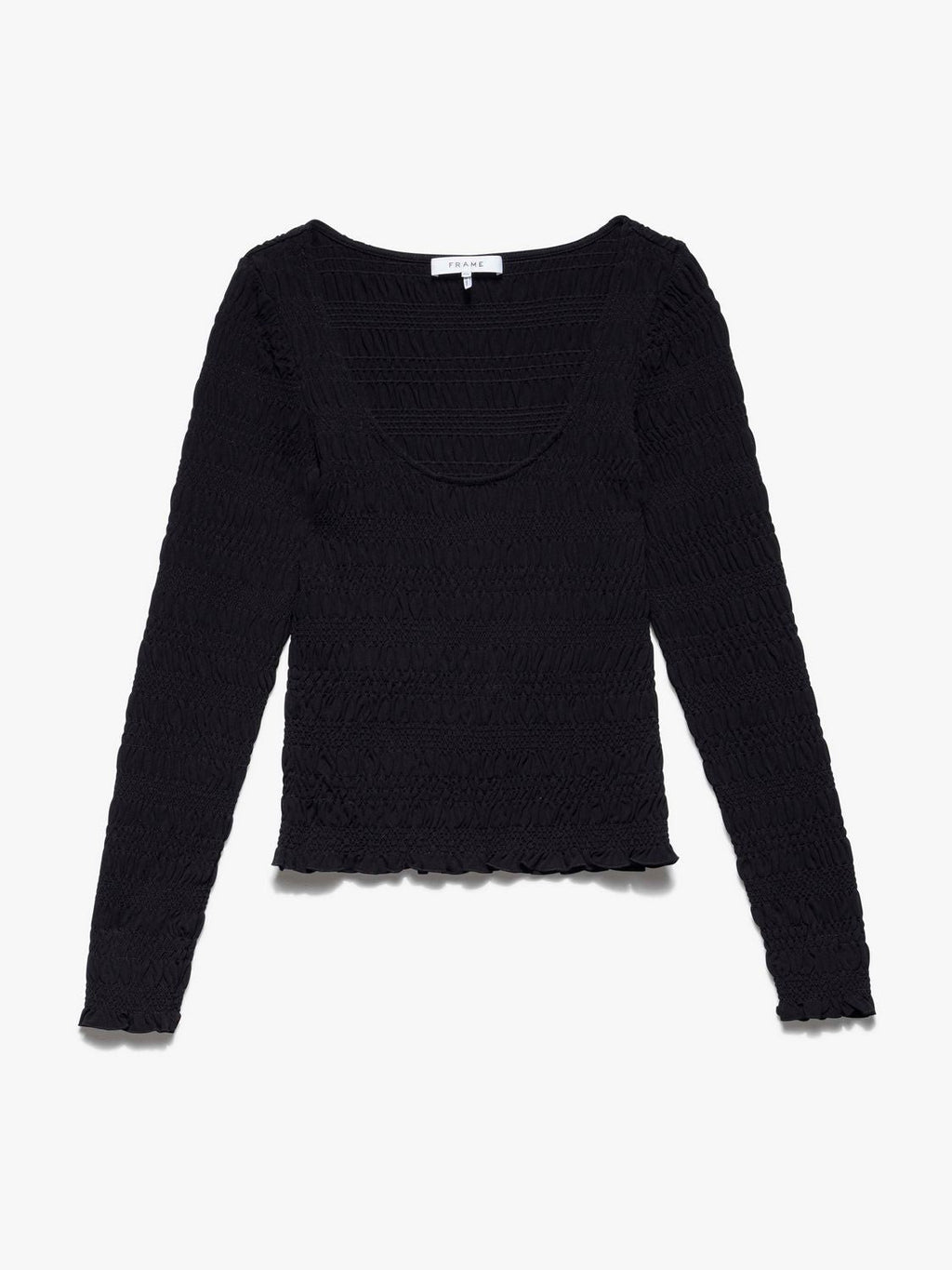 Top Smocked Ls Knit - Noir