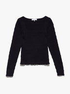 Top Smocked Ls Knit - Noir