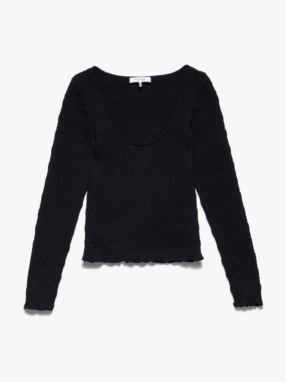 Top Smocked Ls Knit - Noir