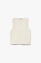 Top Cropped Button Tank - Bone