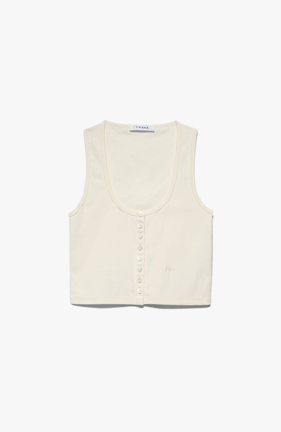 Top Cropped Button Tank - Bone