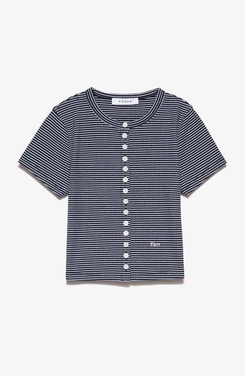 T-Shirt Cropped Button - Navy Multi