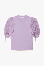 T-Shirt Ruched Tie Sleeve - Lilac