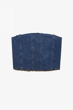 Top Pleated Denim Corset - Moody Blues