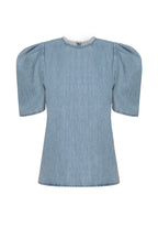 Blouse Draped Sleeve Denim - Sonder