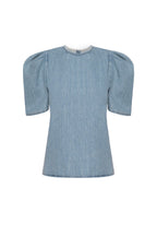 Blouse Draped Sleeve Denim - Sonder