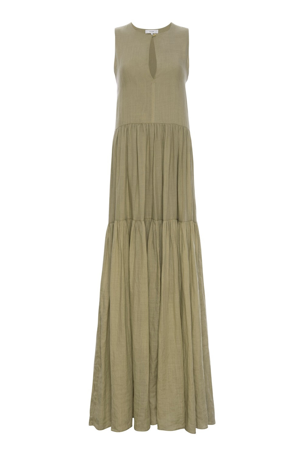 Robe Sleeveless Tie Neck Maxi - Khaki Green