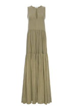 Robe Sleeveless Tie Neck Maxi - Khaki Green