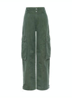 Pantalon Wide Leg Cargo - Poblano
