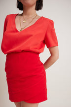 Jupe Margaux Gaze De Coton Rouge