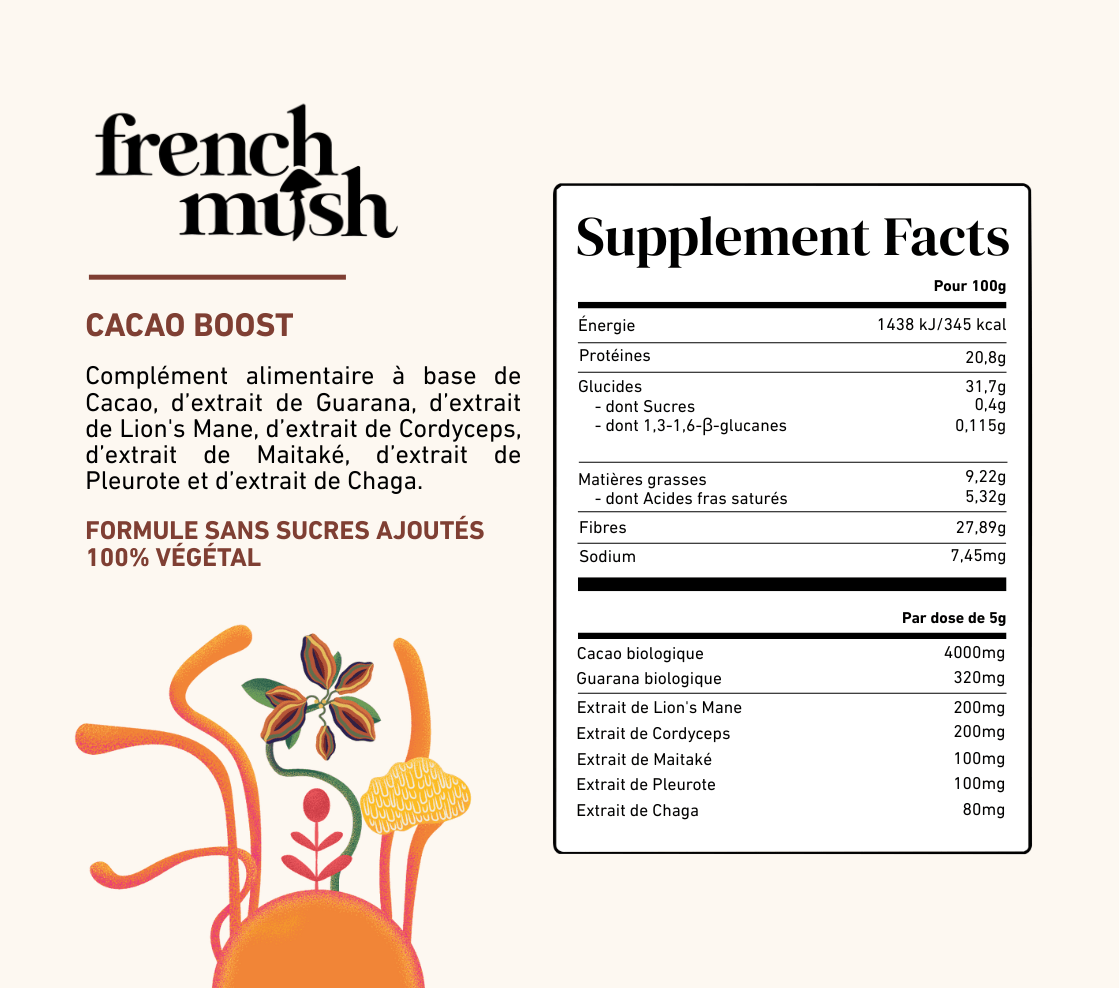 French Mush compléments alimentaires à base d'extraits de champignons médicinaux biologiques fabriqués en France Pack Boost Chicorée & Cacao - boisson -
