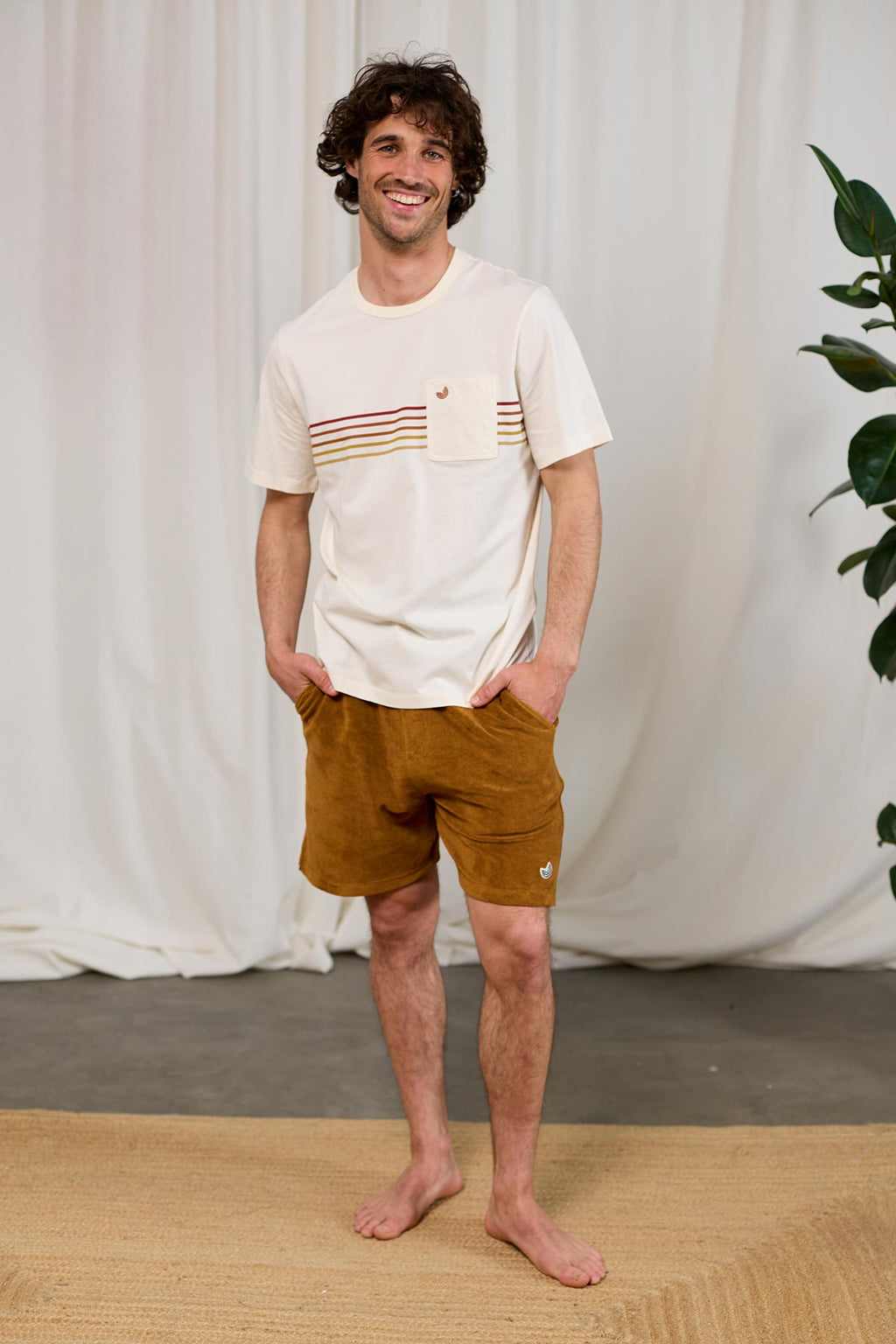 meta-preview, ecru striped men print t-shirt
