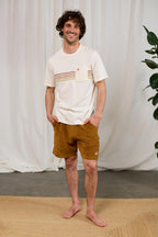 meta-preview, ecru striped men print t-shirt