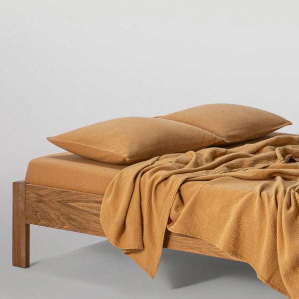 2 Taies D'Oreiller En Gaze De Coton 185G/M² - Miel