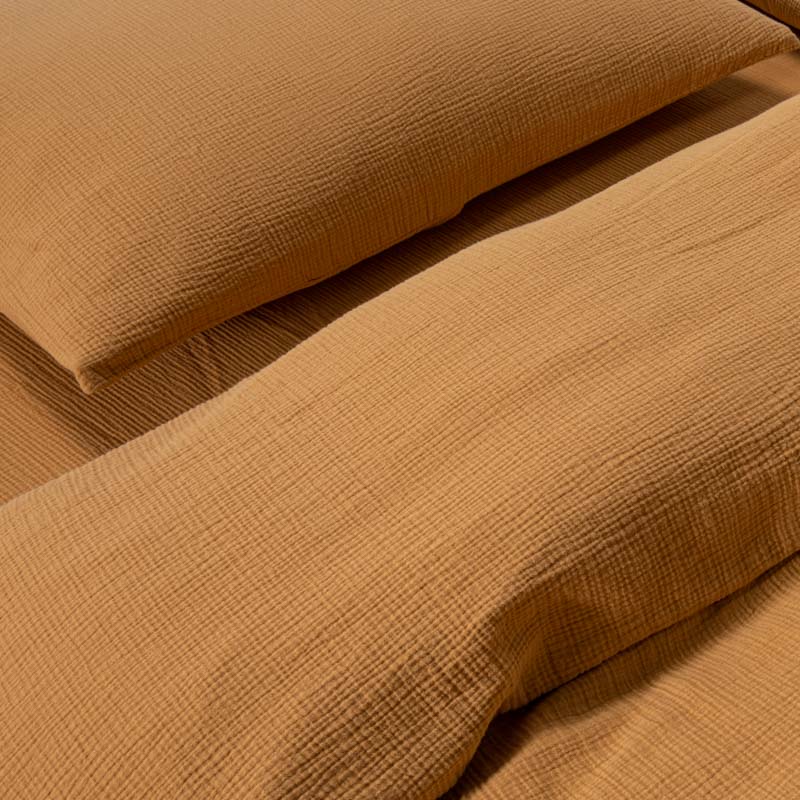 2 Taies D'Oreiller En Gaze De Coton 185G/M² - Miel