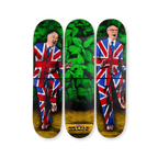 Packshot of The Nettle Dance skate decks by Gilbert & George and THE SKATEROOM