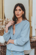 Gilet Ingrid Vichy Bleu - Saaj Paris - The Bradery
