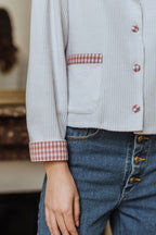 Gilet Ingrid Vichy Rose - Saaj Paris - The Bradery