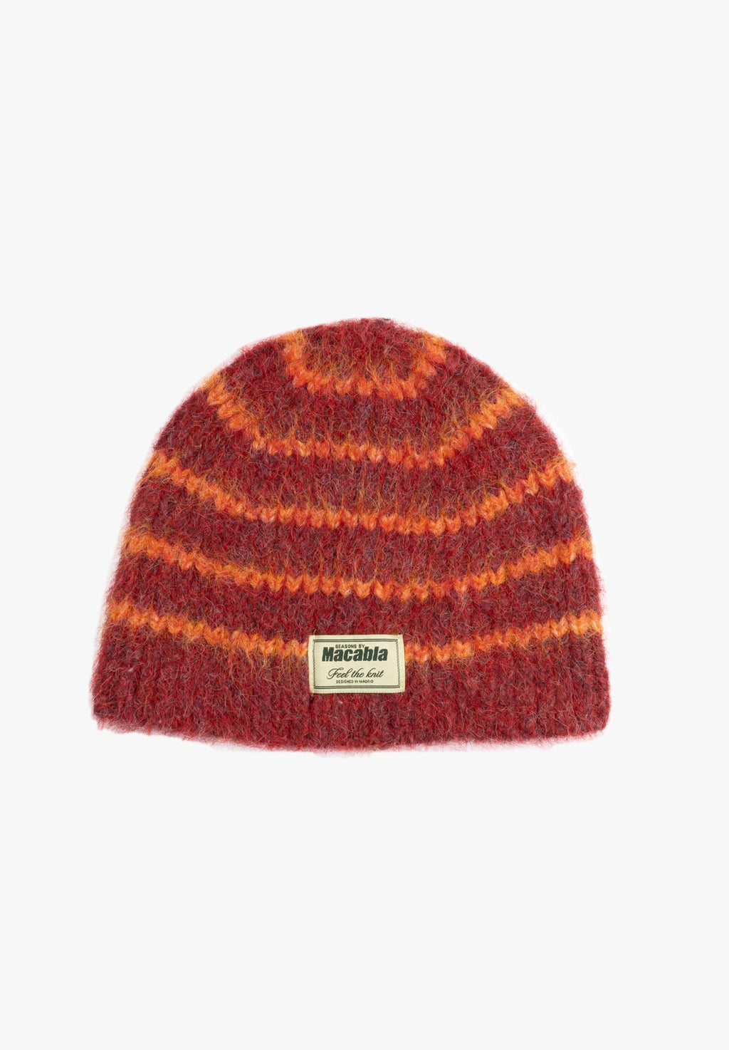 Bonnet Duveteux Bordeaux Et Orange