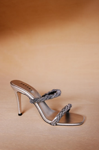 Roxana Silver High-Heel Two Straps Sandal