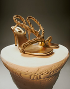 Roxana Gold High-Heel Asymmetric Sandal