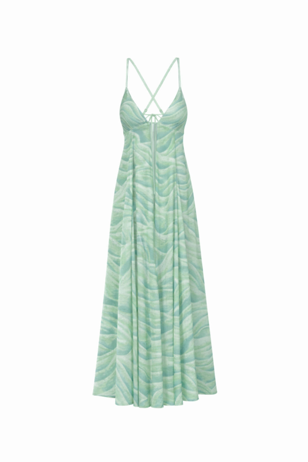 Robe Longue En Chiffon À Imprimé - Vert