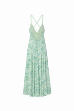 Robe Longue En Chiffon À Imprimé - Vert