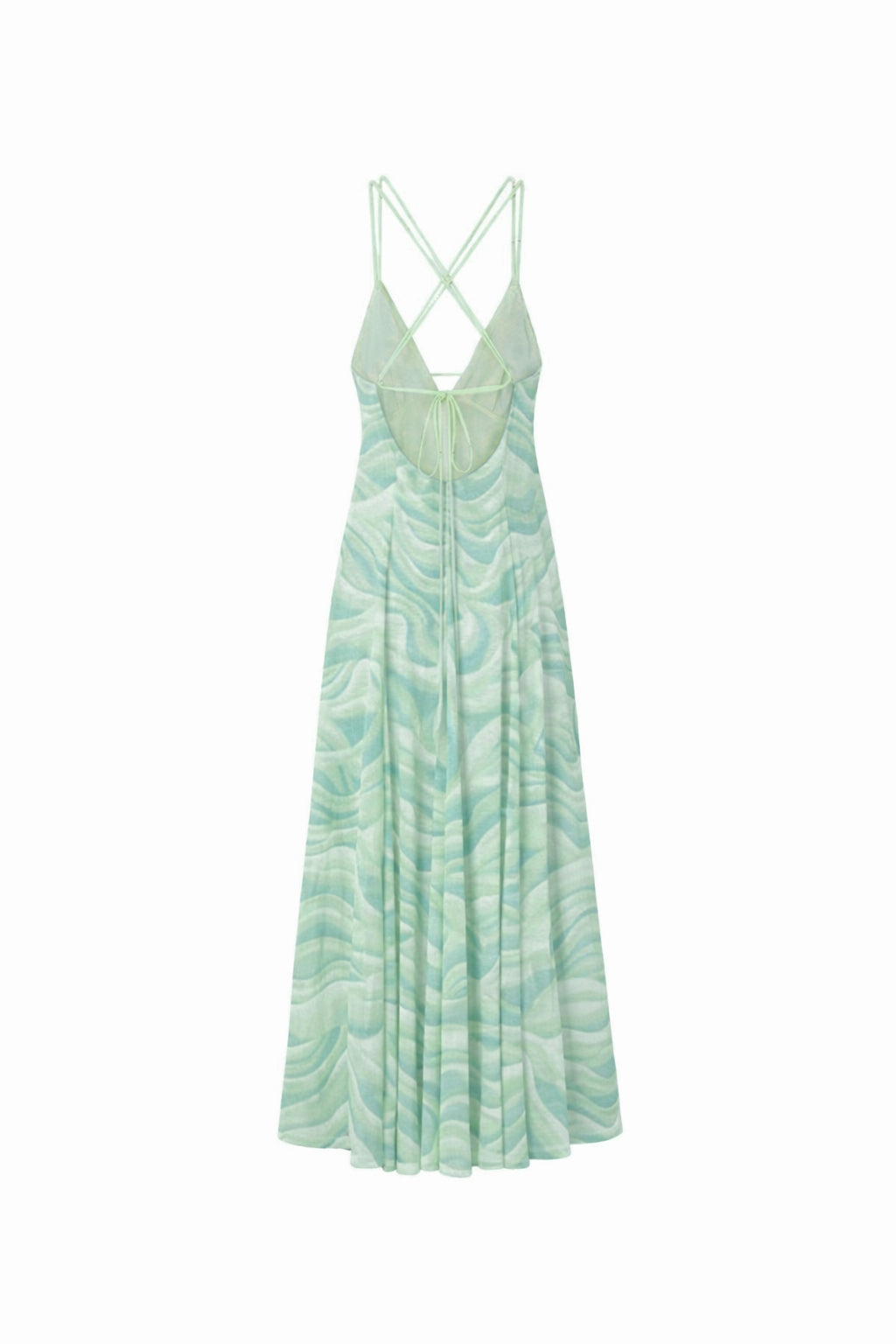 Robe Longue En Chiffon À Imprimé - Vert