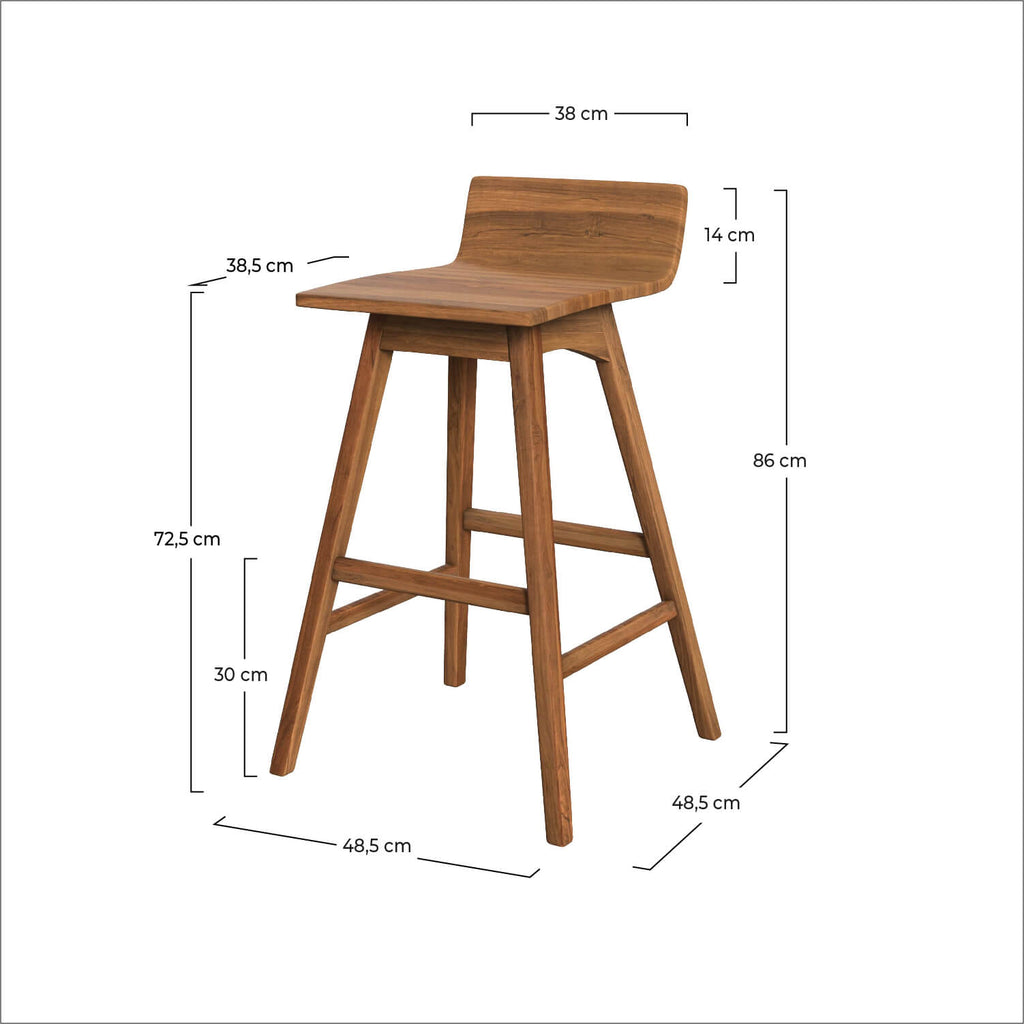 greta chaise de bar en bois de teck 72