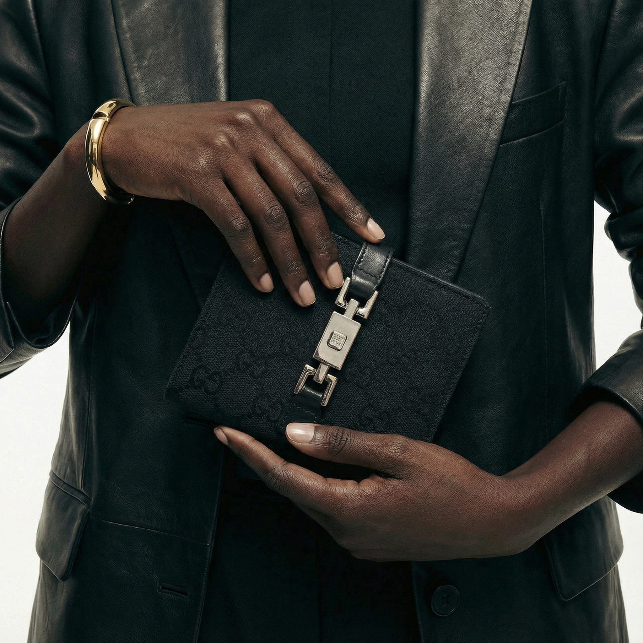 Portefeuille Gucci Vintage Toile Gg Noir · Fermoir Jackie