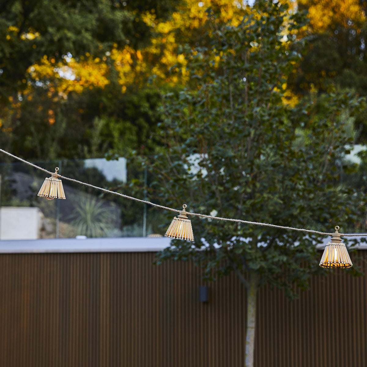 Natura - Guirlande Solaire Hybride - Bois - Beige
