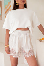 HAIDEN Écru - Short Dentelle