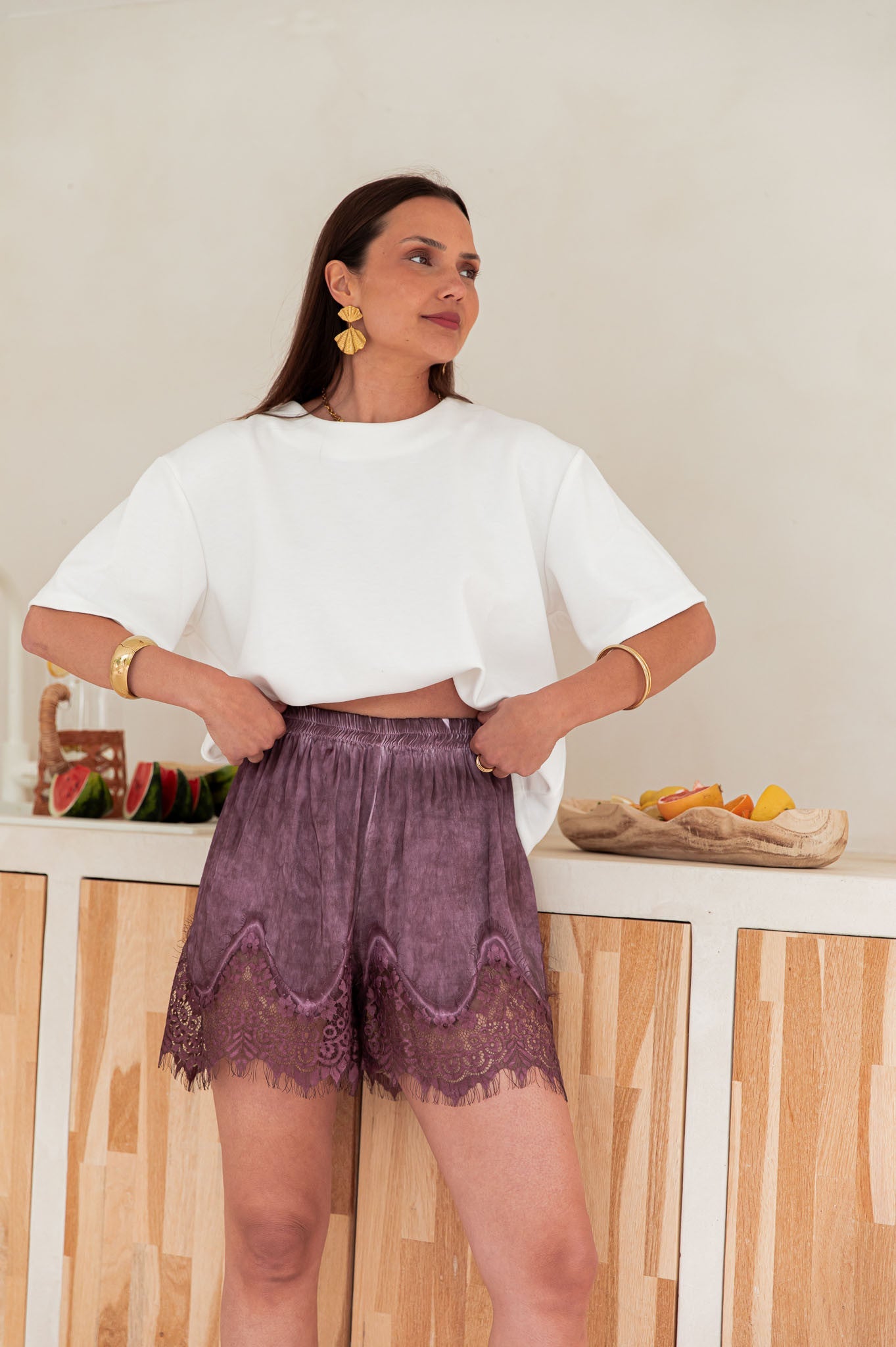 HAIDEN Prune - Short Dentelle